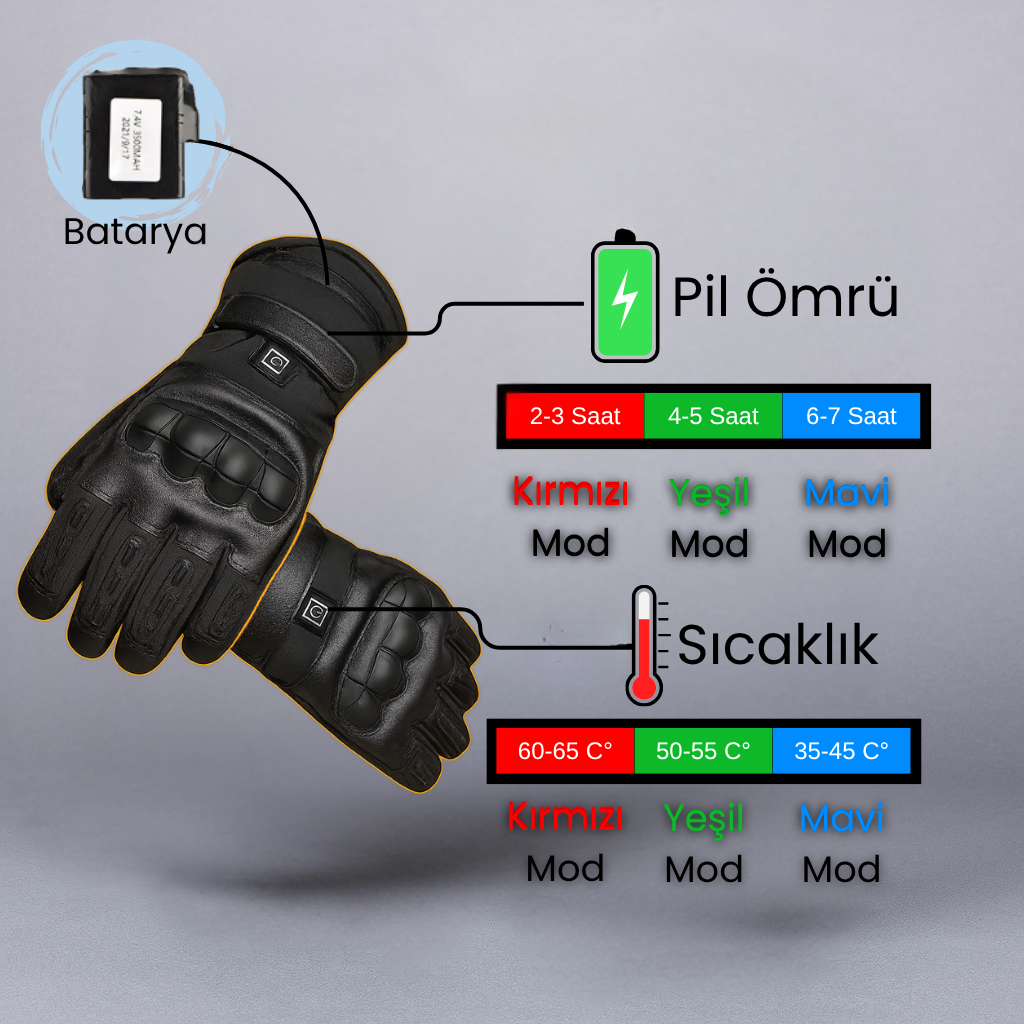 TermoEl™ Bataryalı Isıtmalı Kış Eldiveni